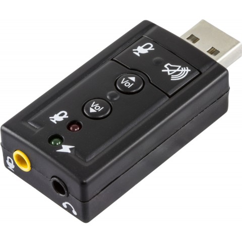 Deltaco Εξωτερική USB Κάρτα Ήχου 7.1, 2x3.5mm με Πλήκτρα Έντασης/Σίγασης/Μικροφώνου Μαύρη UAC-03