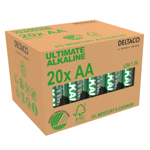 Deltaco Ultimate Αλκαλικές Μπαταρίες 1.5V LR6/AA 20 τεμάχια Ecolabel ULT-LR6-20P