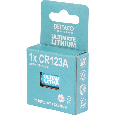 DELTACO Ultimate Μπαταρία Λιθίου 3V CR123A 1 τεμάχιο Οικολογική FSC Συσκευασία ULT-CR123A-1P