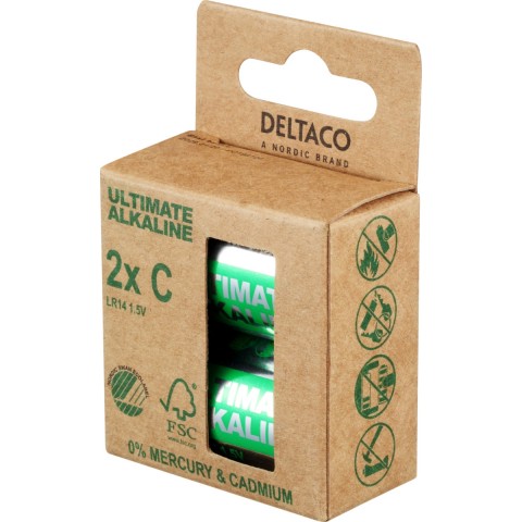 Deltaco Ultimate Αλκαλικές Μπαταρίες 1.5V LR14/C 2 τεμάχια Ecolabel ULT-LR14-2P