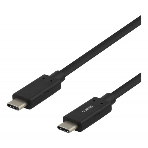 Deltaco Καλώδιο Φόρτισης Type C σε Type C, 3Α, 60W, USB 3.1, E-Marker, 1m Μαύρο USBC-1054M